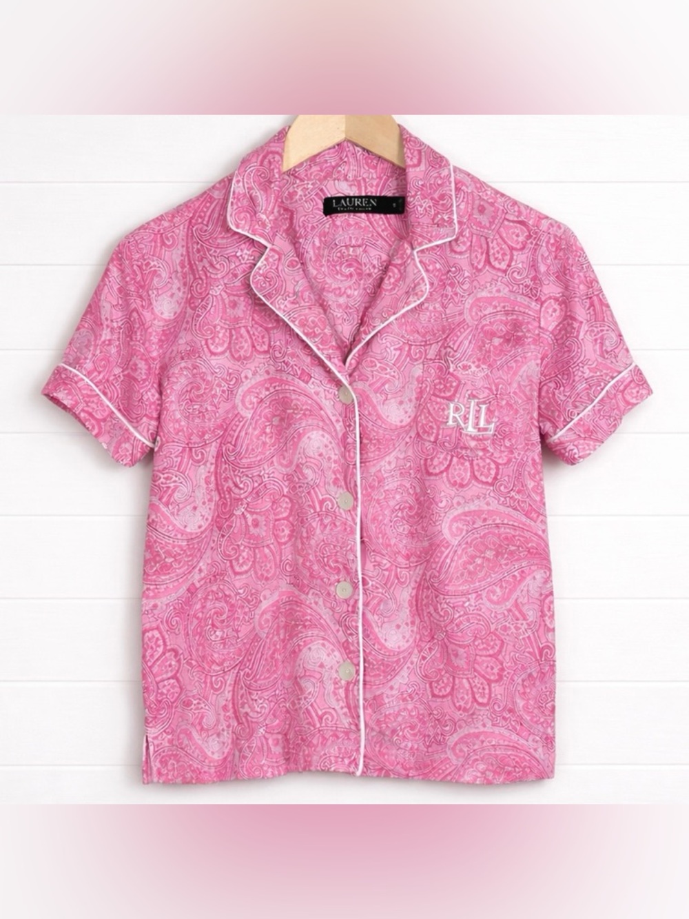 Lauren Ralph Lauren Pink Paisley Short Sleeve Pajama Set Sz Small Cotton Lounge - Picture 2 of 14